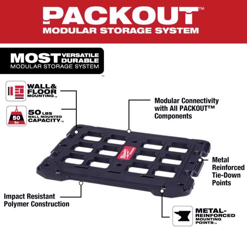 Milwaukee Packout Garage Organizer Mounting Plate Polypropylene Black