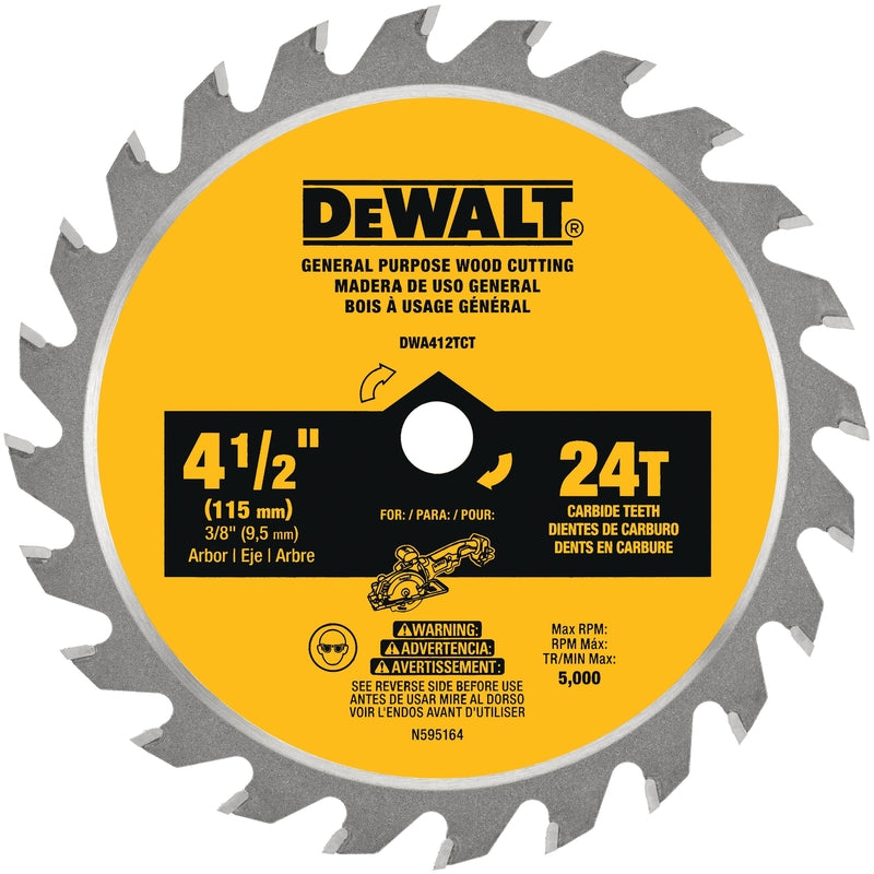 DeWalt 4-1/2 in. D X 3/8 in. Carbide Circular Saw Blade 24 teeth