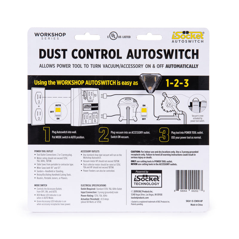 i-Socket Autoswitch Workshop Dust Control Switch Black