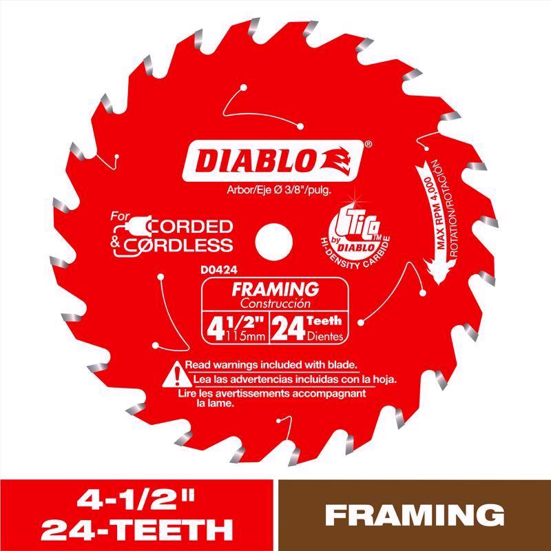 Diablo 4-1/2 in. D X 3/8 in. TiCo Hi-Density Carbide Framing Saw Blade 24 teeth