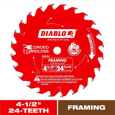Diablo 4-1/2 in. D X 3/8 in. TiCo Hi-Density Carbide Framing Saw Blade 24 teeth