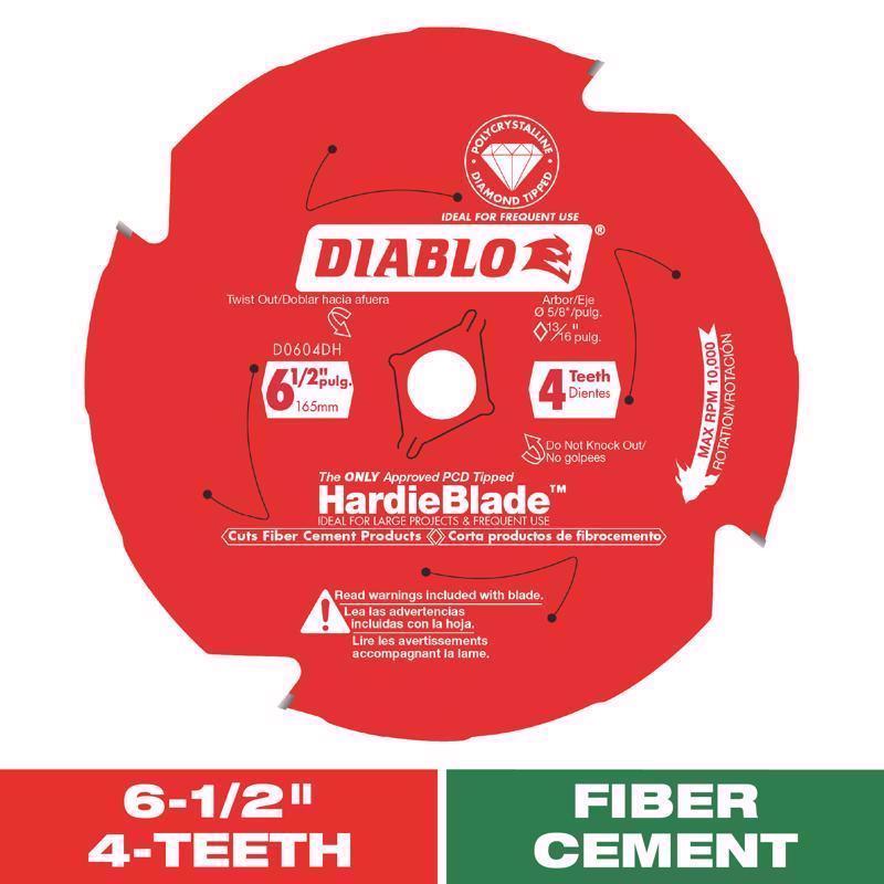 Diablo HardieBlade 6-1/2 in. D X 5/8 in. PCD Fiber Cement Blade 4 teeth