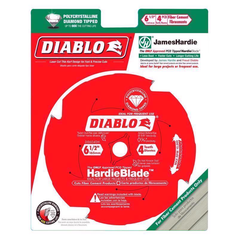 Diablo HardieBlade 6-1/2 in. D X 5/8 in. PCD Fiber Cement Blade 4 teeth