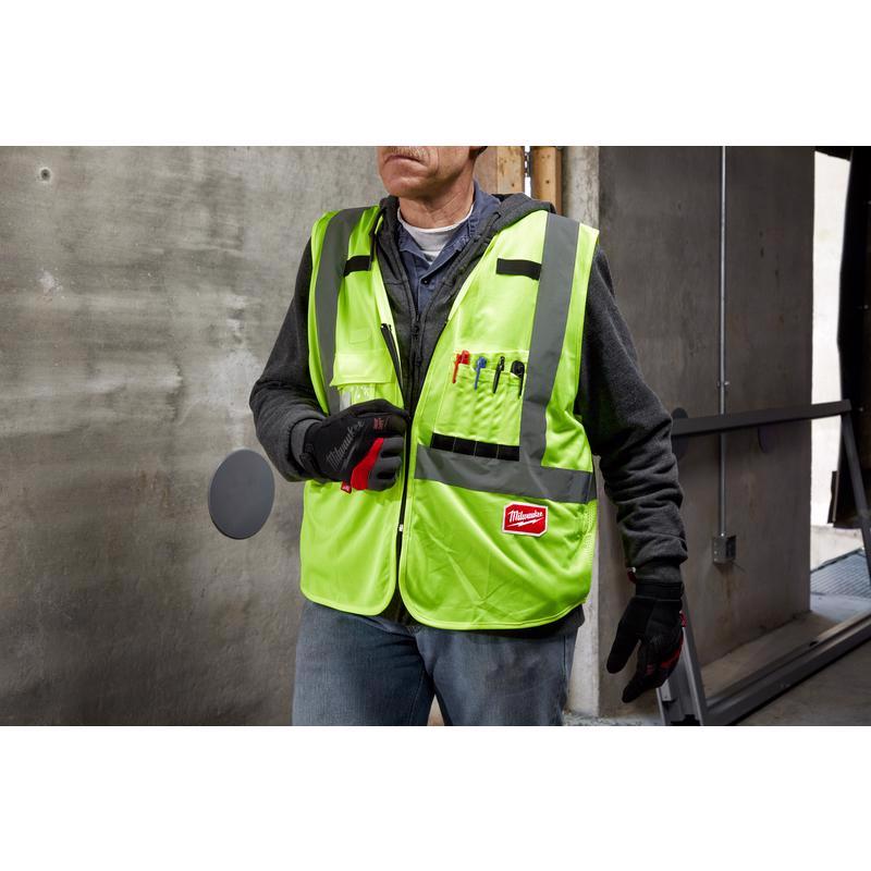 Milwaukee Class 2 with 10 Pockets Safety Vest High Visibility Yellow XXL/XXXL