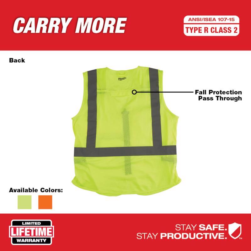 Milwaukee Class 2 with 10 Pockets Safety Vest High Visibility Yellow S/M