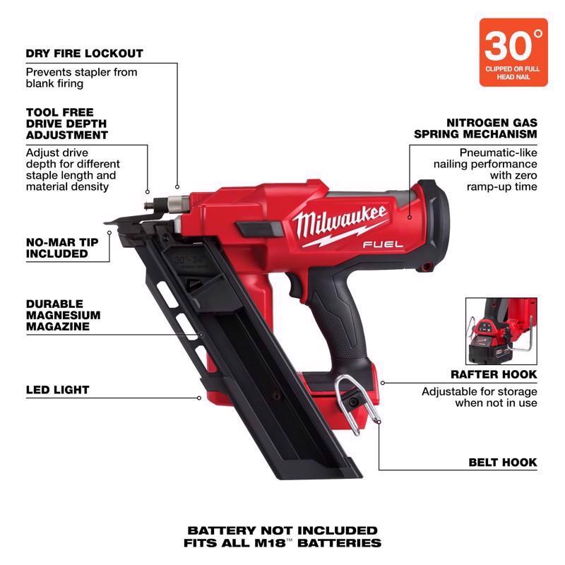 Milwaukee M18 FUEL Brushless 30 deg Framing Nailer