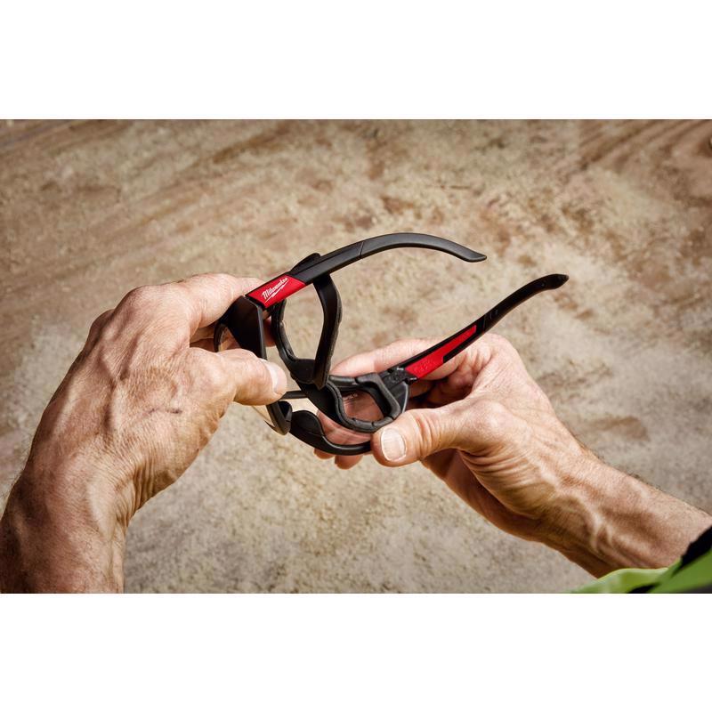 Milwaukee Anti-Fog Performance Safety Glasses with Gasket Clear Lens Black/Red Frame