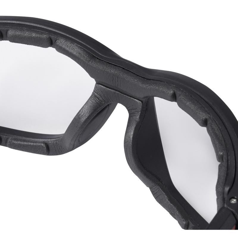 Milwaukee Anti-Fog Performance Safety Glasses with Gasket Clear Lens Black/Red Frame