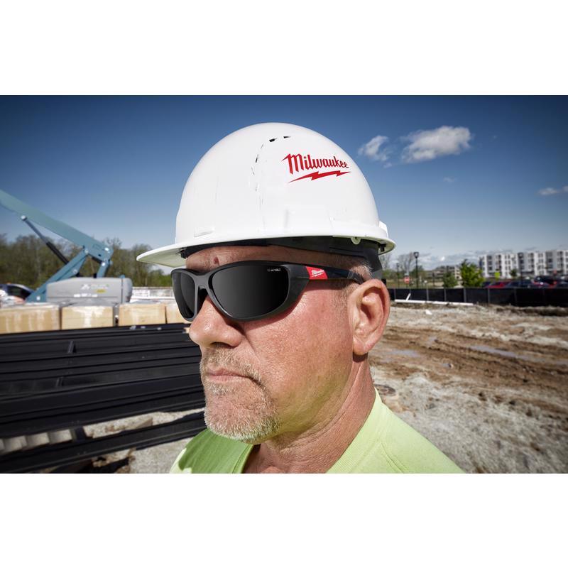 Milwaukee Anti-Fog Polarized Performance Safety Glasses with Gasket Tinted Lens Black/Red Frame
