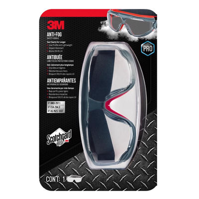 3M Scotchgard Anti-Fog Modern/Sleek Safety Goggles Clear Lens Gray/Red Frame