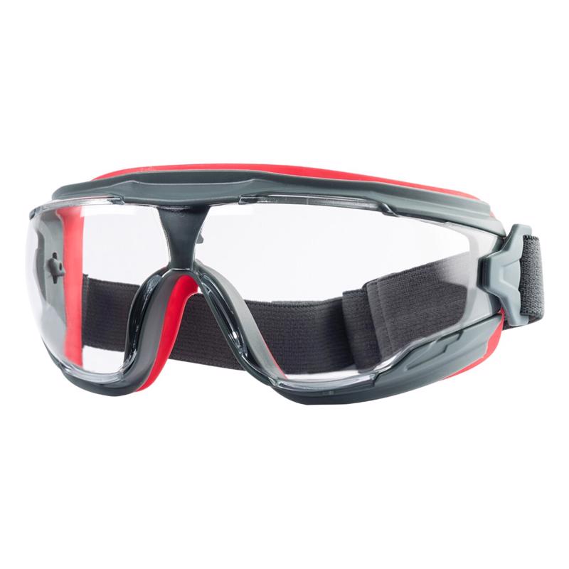 3M Scotchgard Anti-Fog Modern/Sleek Safety Goggles Clear Lens Gray/Red Frame