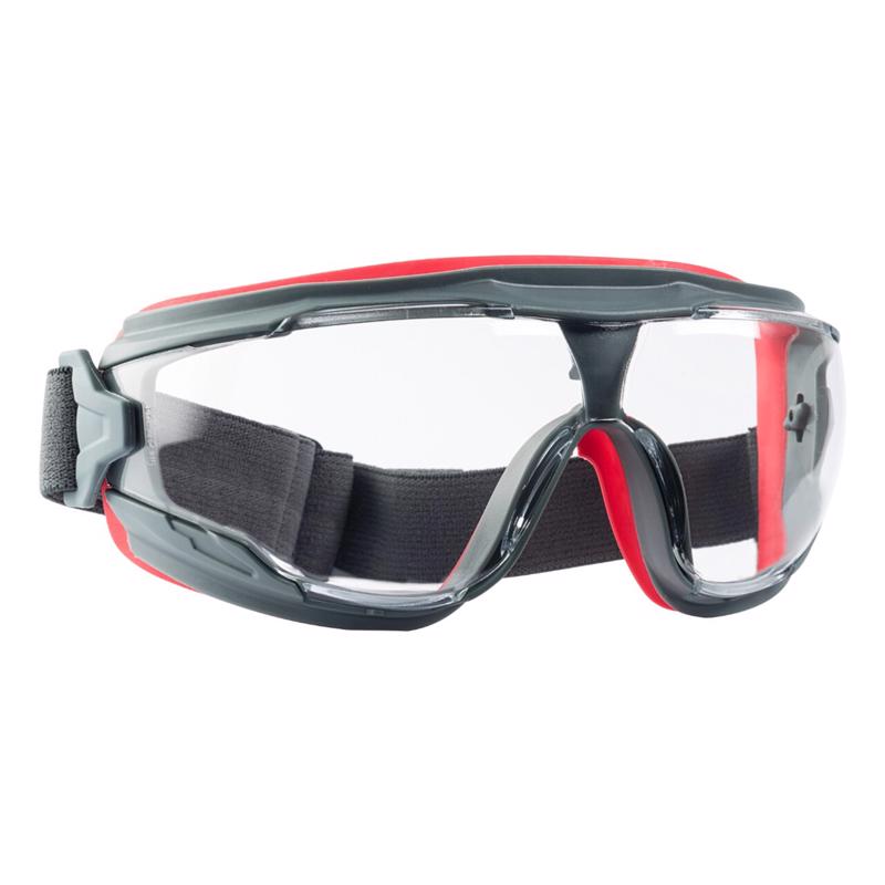 3M Scotchgard Anti-Fog Modern/Sleek Safety Goggles Clear Lens Gray/Red Frame
