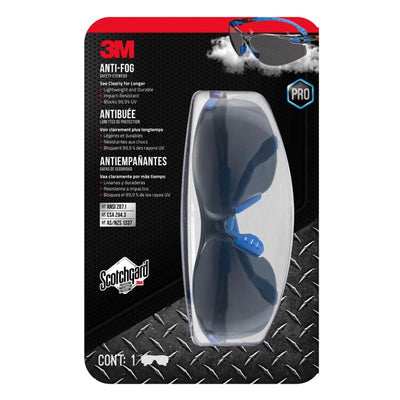 3M Scotchgard Anti-Fog Modern/Sleek Impact-Resistant Safety Glasses Gray Lens Black/Blue Frame
