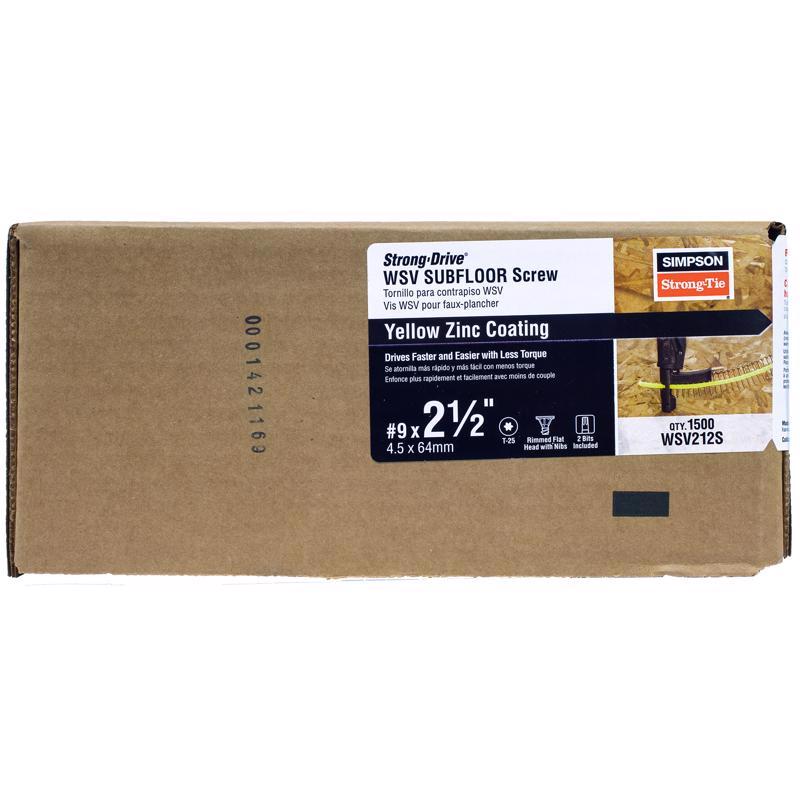Simpson Strong-Tie Strong-Drive No. 9 X 2-1/2 in. L T25 Yellow Zinc High/Low WSV Subfloor Screws 1 p