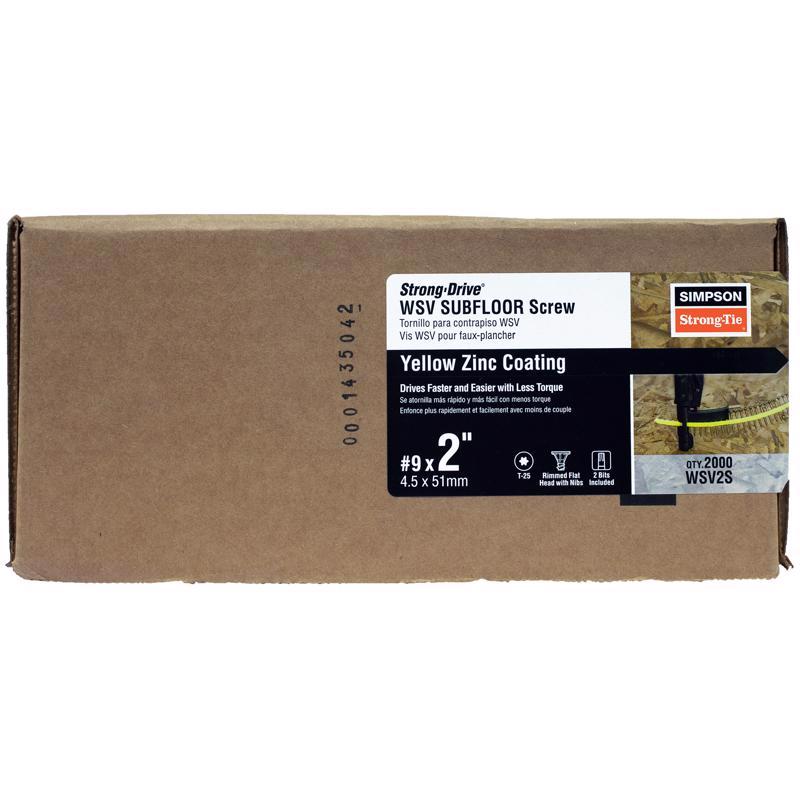 Simpson Strong-Tie Strong-Drive No. 9 X 2 in. L T25 Yellow Zinc High/Low WSV Subfloor Screws