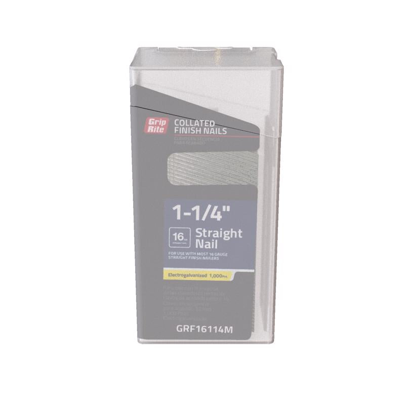 Grip-Rite 1-1/4 in. L X 16 Ga. Straight Strip Electro Galvanized Finish Nails 1000 pk