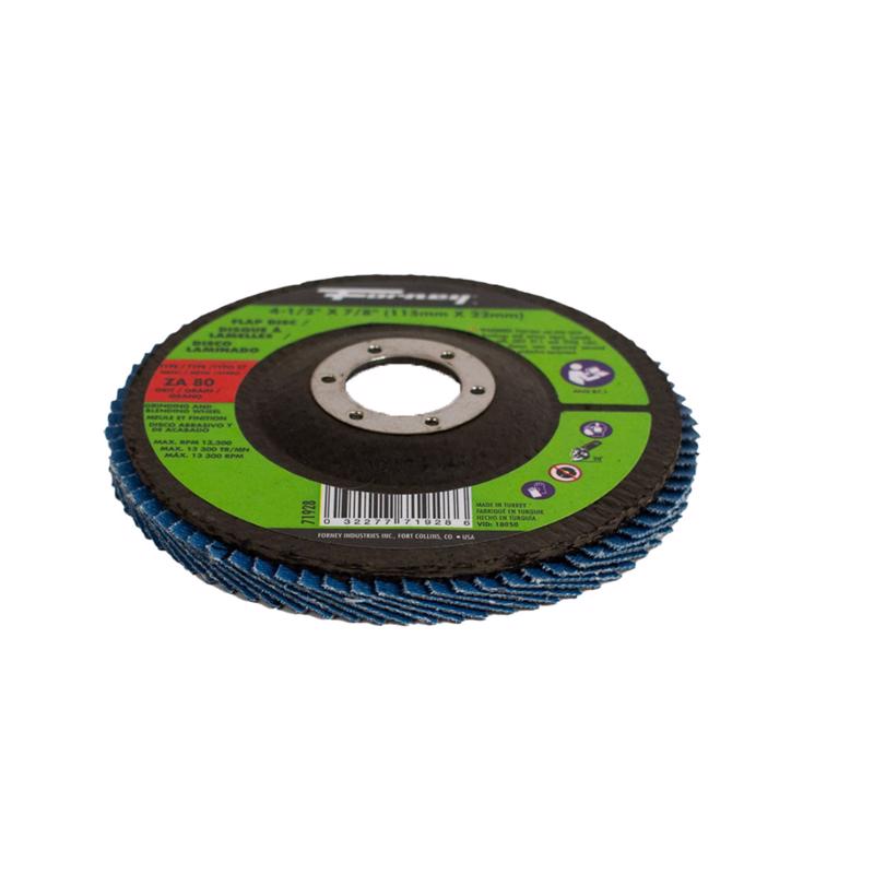 Forney 4-1/2 in. D X 7/8 in. Zirconia Flap Disc 80 Grit