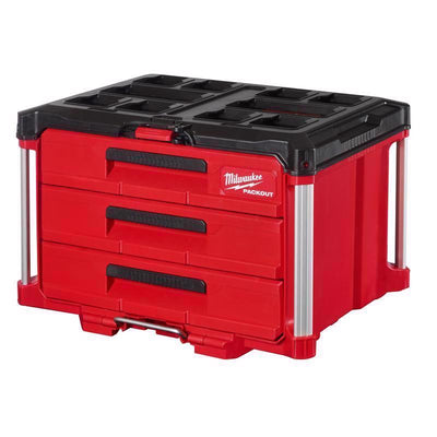 Milwaukee Packout 22 in. Modular 3-Drawer Tool Box Black/Red