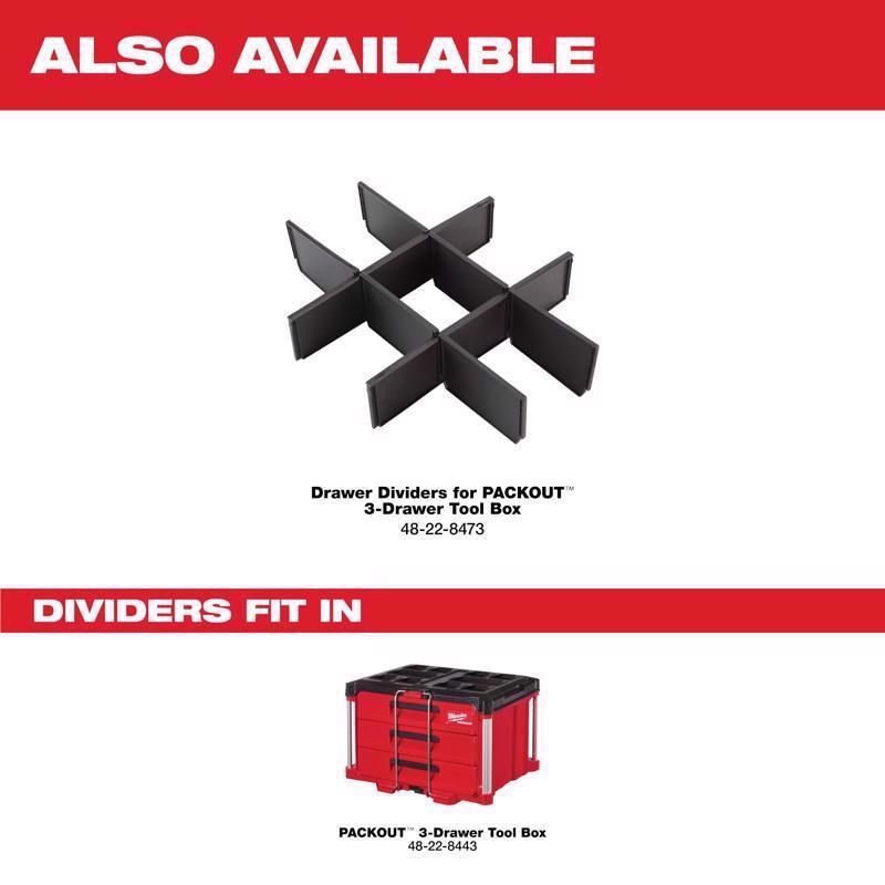 Milwaukee Packout 22 in. Modular 3-Drawer Tool Box Black/Red