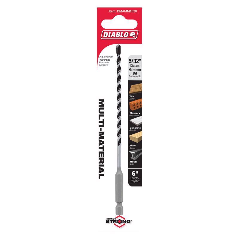 Diablo 5/32 in. X 6 in. L Multi-Material Carbide Tipped Hammer Drill Bit Hex Shank