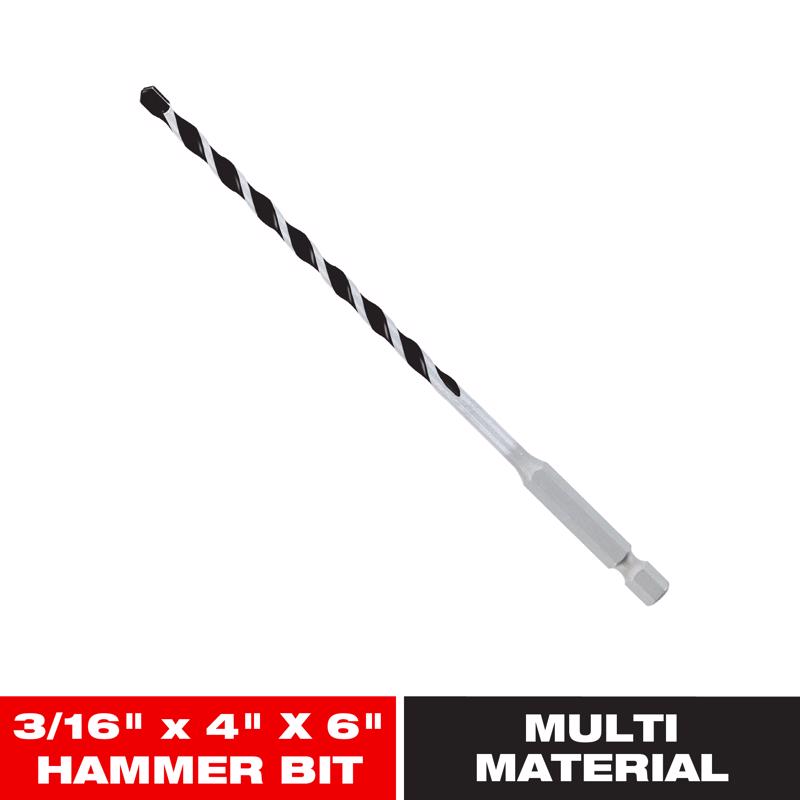Diablo 3/16 in. X 6 in. L Multi-Material Carbide Tipped Hammer Drill Bit Hex Shank