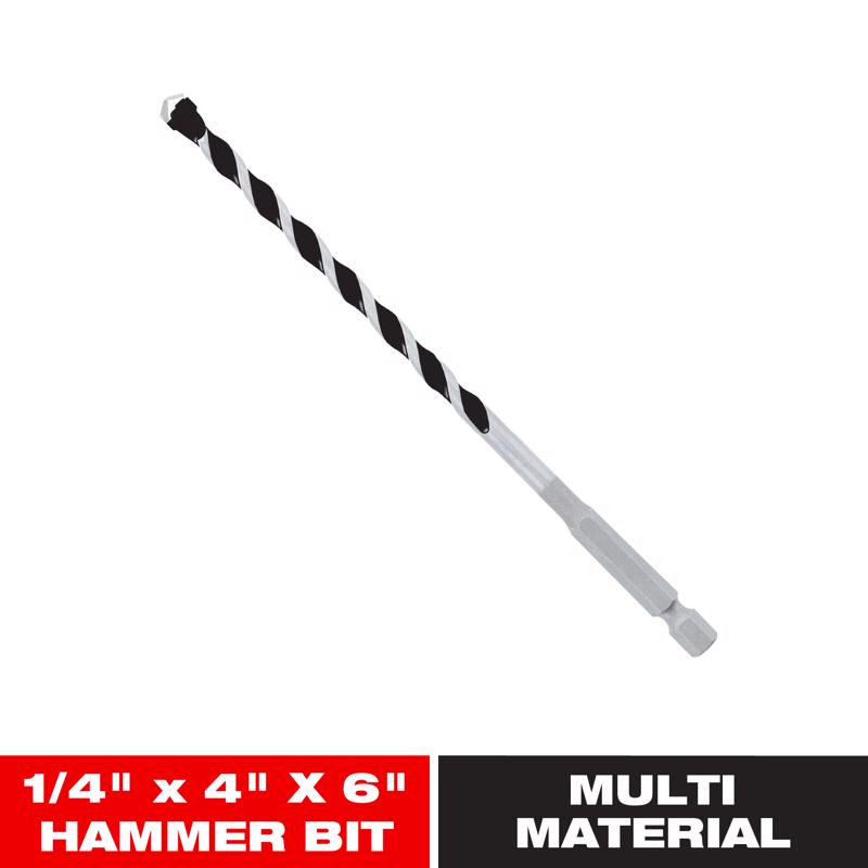 Diablo 1/4 in. X 6 in. L Multi-Material Carbide Tipped Hammer Drill Bit Hex Shank