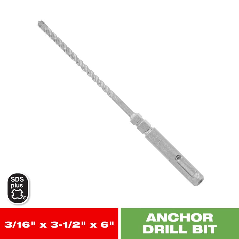 Diablo 3/16 in. X 6 in. L Carbide Concrete Anchor Hammer Drill Bit SDS-Plus Shank