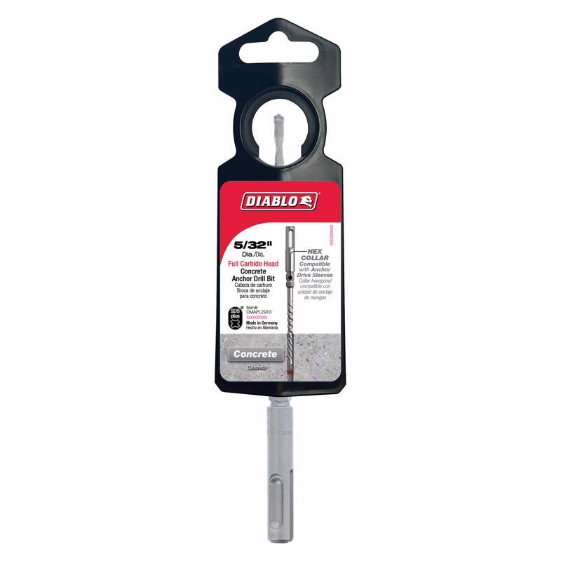 Diablo 5/32 in. X 6 in. L Carbide Concrete Anchor Hammer Drill Bit SDS-Plus Shank