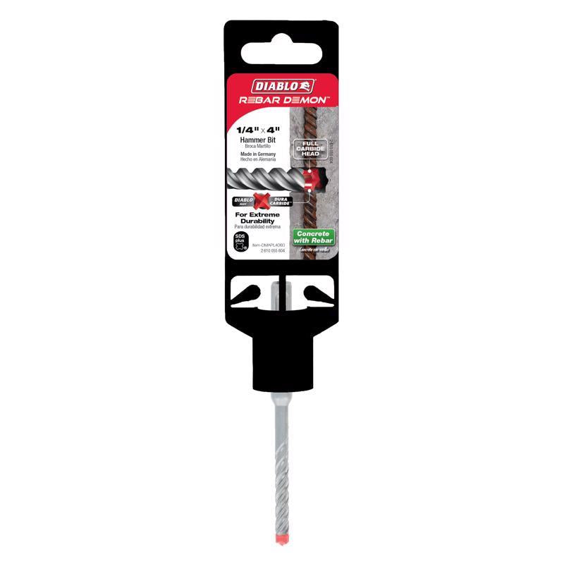 Diablo Rebar Demon 1/4 in. X 4 in. L Carbide Hammer Drill Bit SDS-Plus Shank