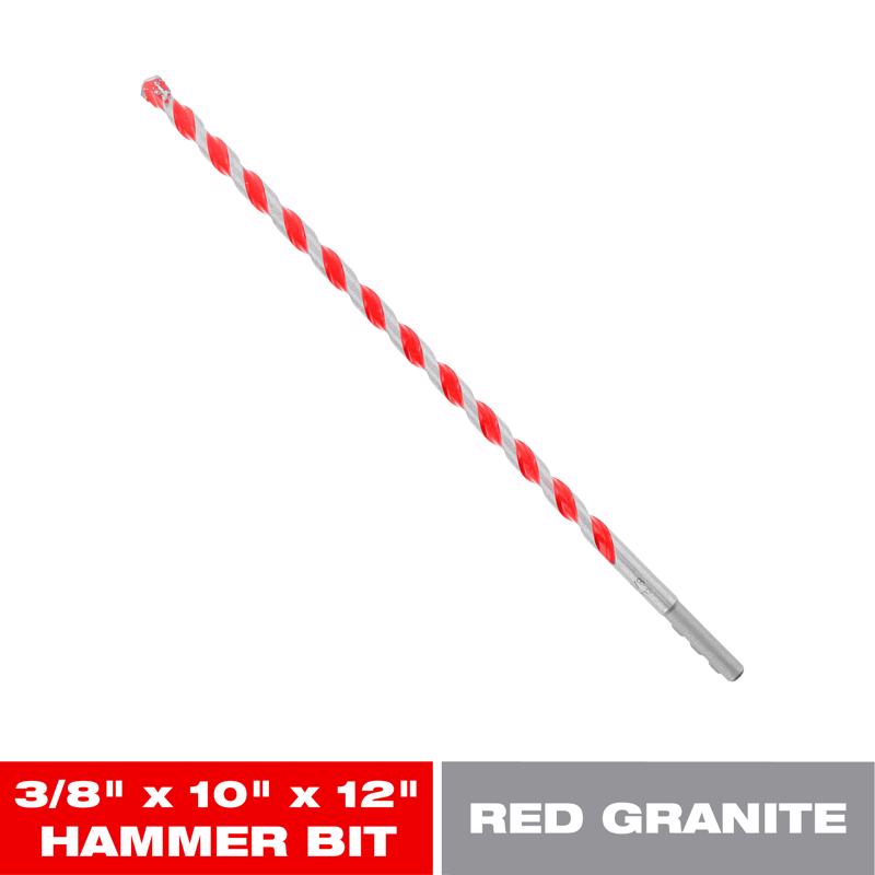 Diablo SPEEDemon 3/8 in. X 12 in. L Carbide Tipped Red Granite Hammer Drill Bit Round Shank
