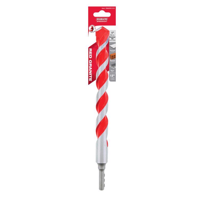 Diablo SPEEDemon 1 in. X 12 in. L Carbide Tipped Red Granite Hammer Drill Bit Round Shank