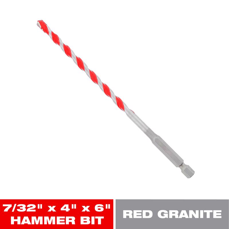 Diablo SPEEDemon 7/32 in. X 6 in. L Carbide Tipped Red Granite Hammer Drill Bit Hex Shank