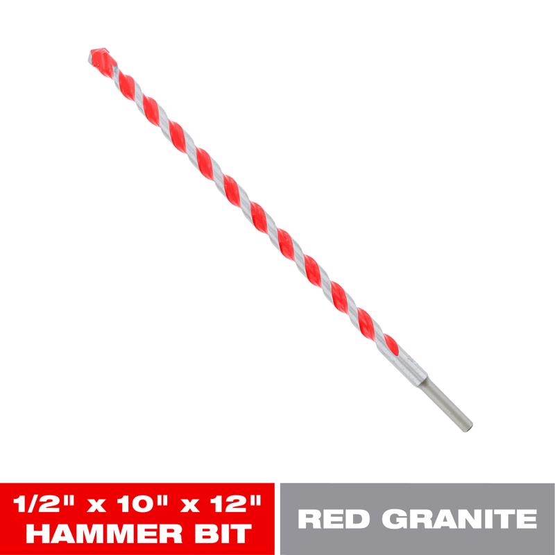 Diablo SPEEDemon 1/2 in. X 12 in. L Carbide Tipped Red Granite Hammer Drill Bit Round Shank