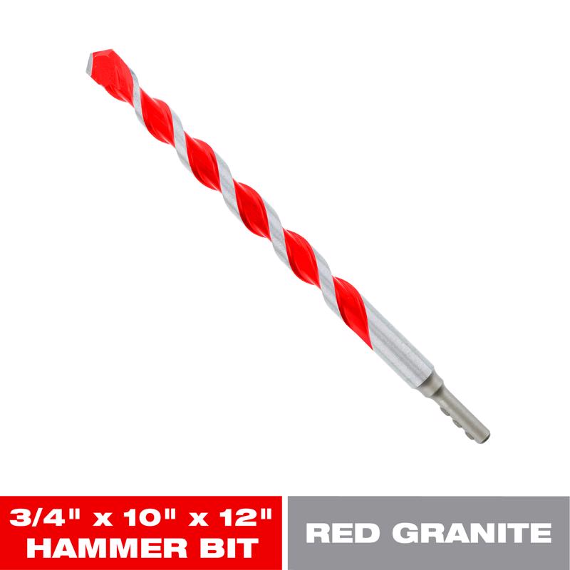 Diablo SPEEDemon 3/4 in. X 12 in. L Carbide Tipped Red Granite Hammer Drill Bit Round Shank