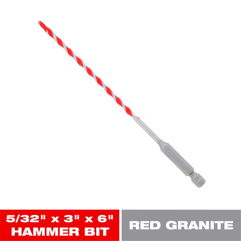 Diablo SPEEDemon 5/32 in. X 6 in. L Carbide Tipped Red Granite Hammer Drill Bit Hex Shank