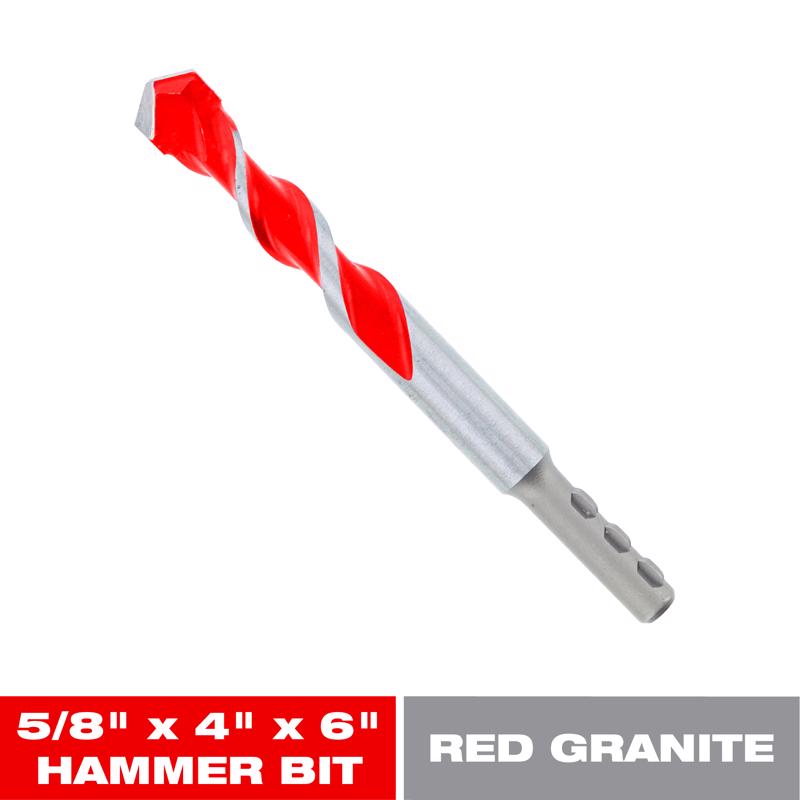 Diablo SPEEDemon 5/8 in. X 6 in. L Carbide Tipped Red Granite Hammer Drill Bit Round Shank