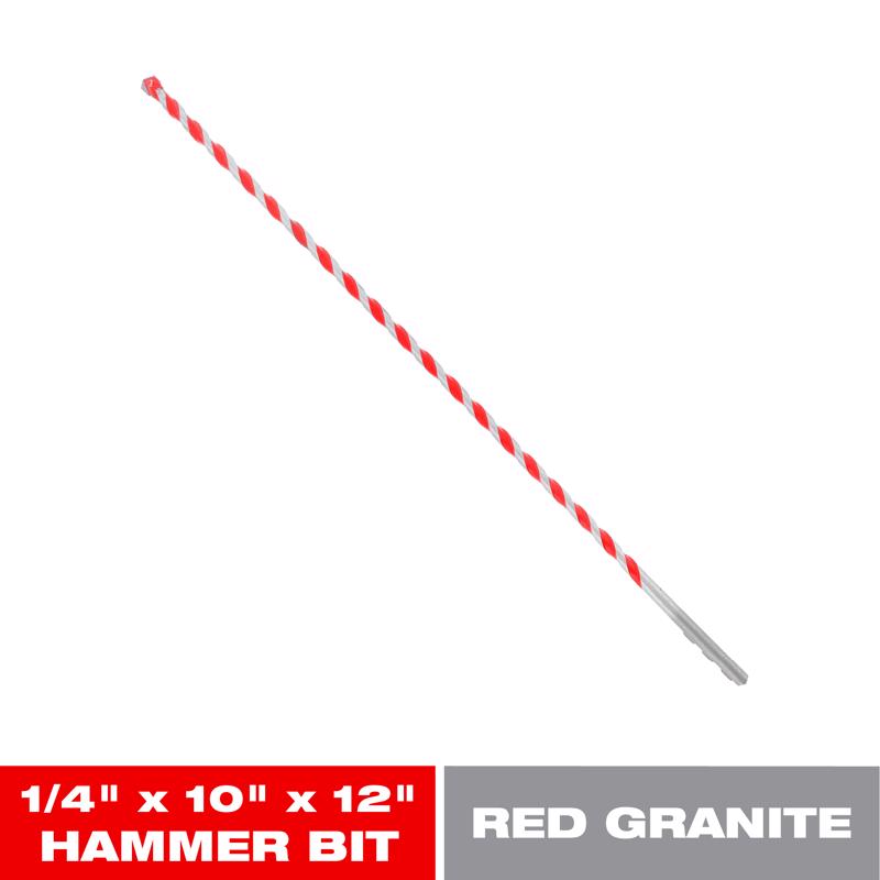 Diablo SPEEDemon 1/4 in. X 12 in. L Carbide Tipped Red Granite Hammer Drill Bit Round Shank