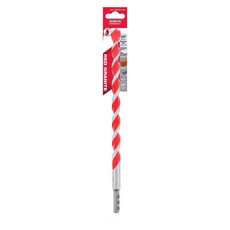 Diablo SPEEDemon 5/8 in. X 12 in. L Carbide Tipped Red Granite Hammer Drill Bit Round Shank