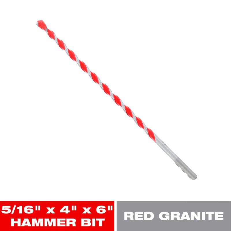 Diablo SPEEDemon 5/16 in. X 6 in. L Carbide Tipped Red Granite Hammer Drill Bit Hex Shank