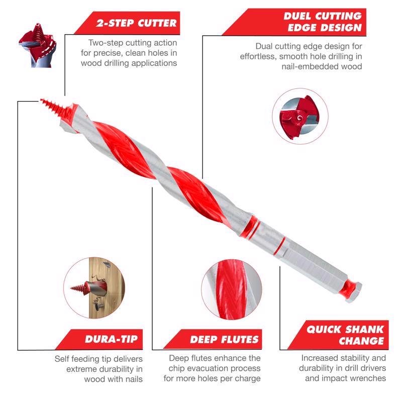 Diablo Dura-Tip 13/16 in. D X 7.5 in. L Auger Bit High Speed Steel