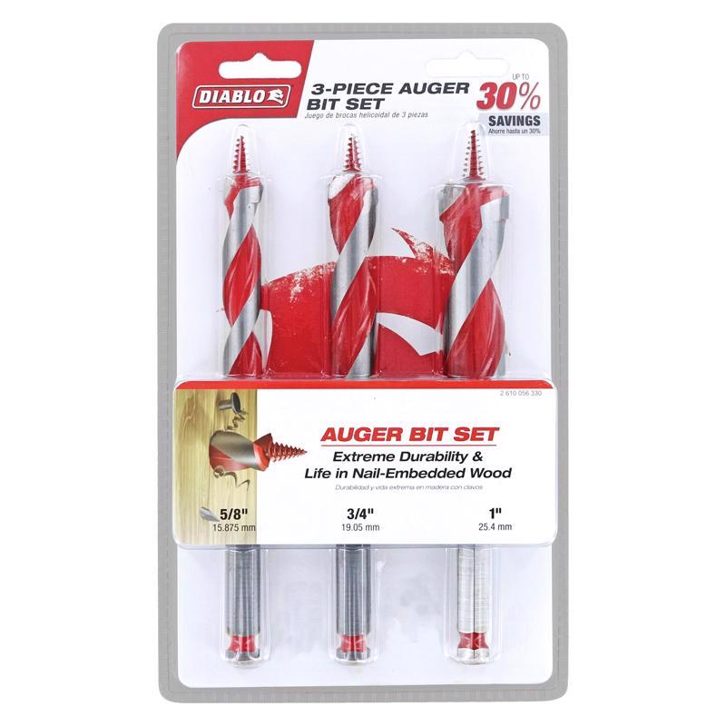 Diablo Dura-Tip 7.5 in. L Auger Bit Set High Speed Steel 3 pc
