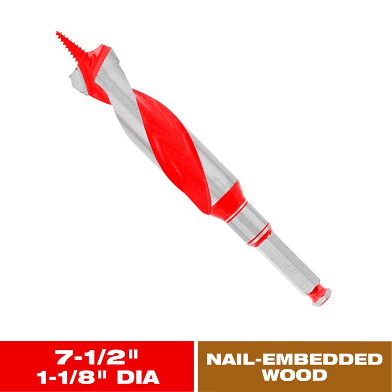 Diablo Dura-Tip 1-1/8 in. D X 7.5 in. L Auger Bit High Speed Steel