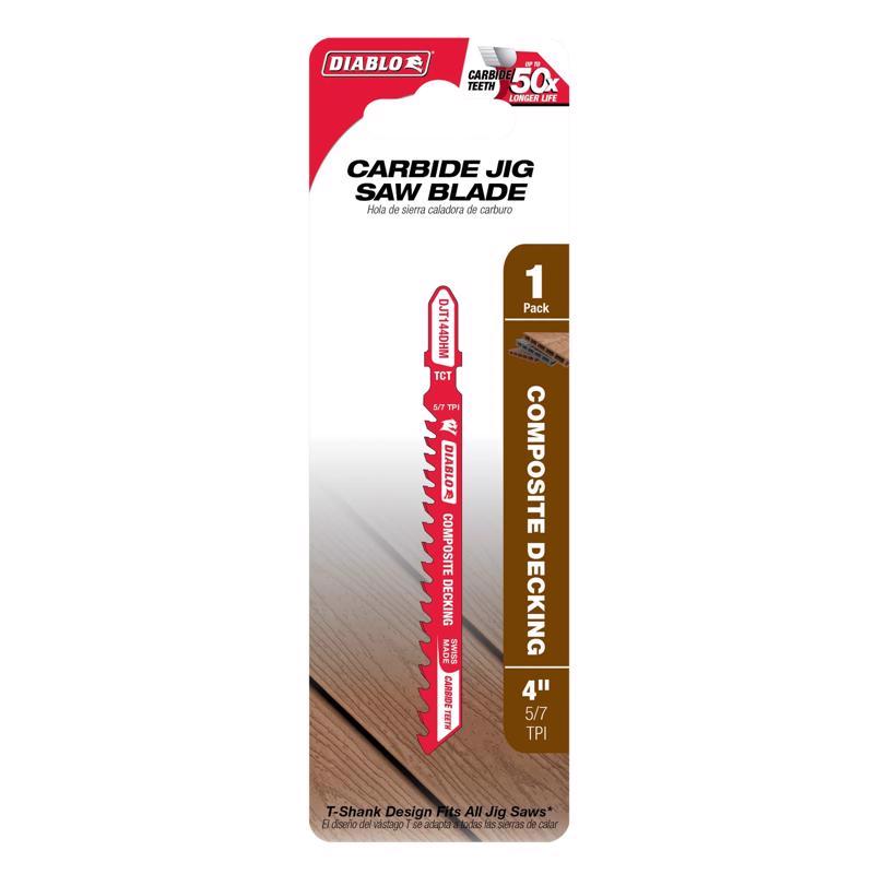 Diablo 4 in. Carbide T-Shank Composite Decking Jig Saw Blade 5/7 TPI