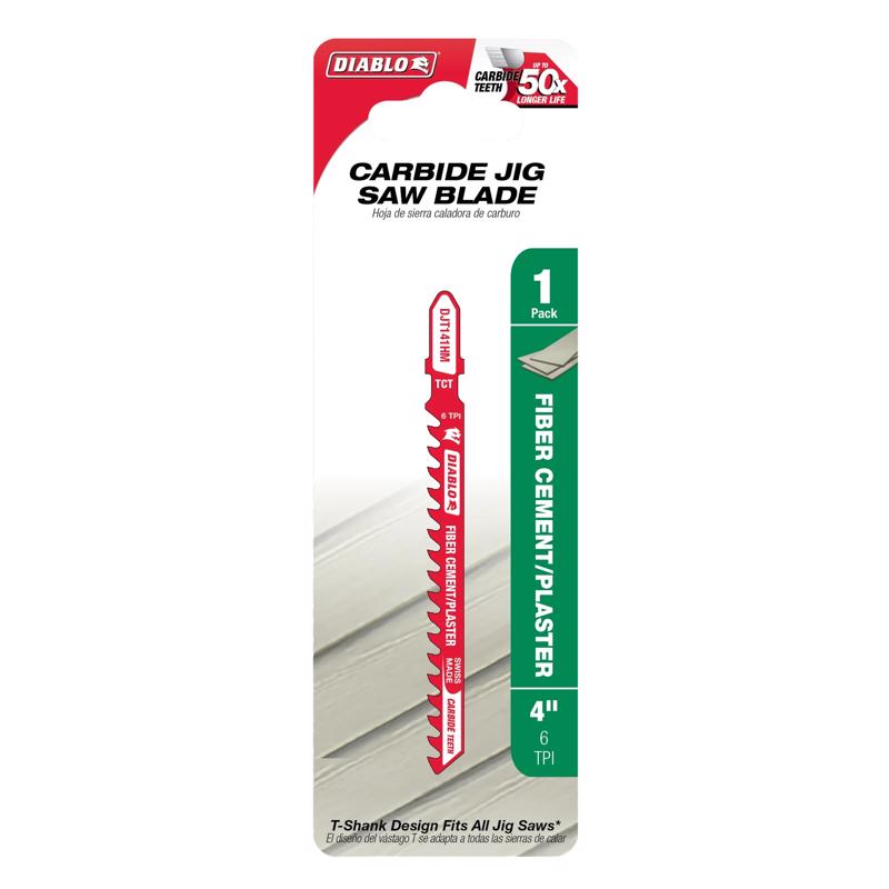 Diablo 4 in. Carbide T-Shank Fiber Cement & Plaster Jig Saw Blade 6 TPI