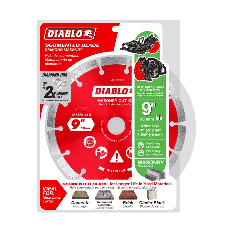 Diablo 9 in. D X 7/8 in. Diamond Segmented Masonry Cut-Off Disc