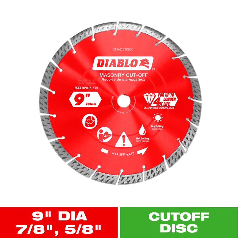Diablo 9 in. D X 7/8 in. Diamond Turbo Rim Masonry Cut-Off Disc