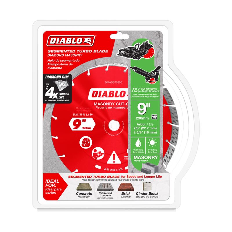 Diablo 9 in. D X 7/8 in. Diamond Turbo Rim Masonry Cut-Off Disc