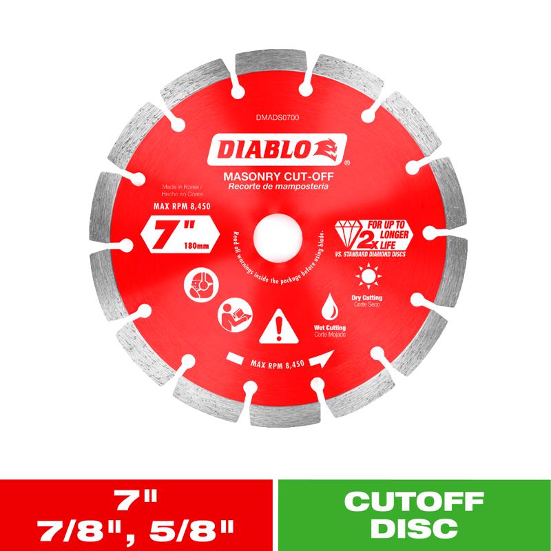 Diablo 7 in. D X 7/8 in. X .094 in. thick Diamond Masonry Cut-Off Disc