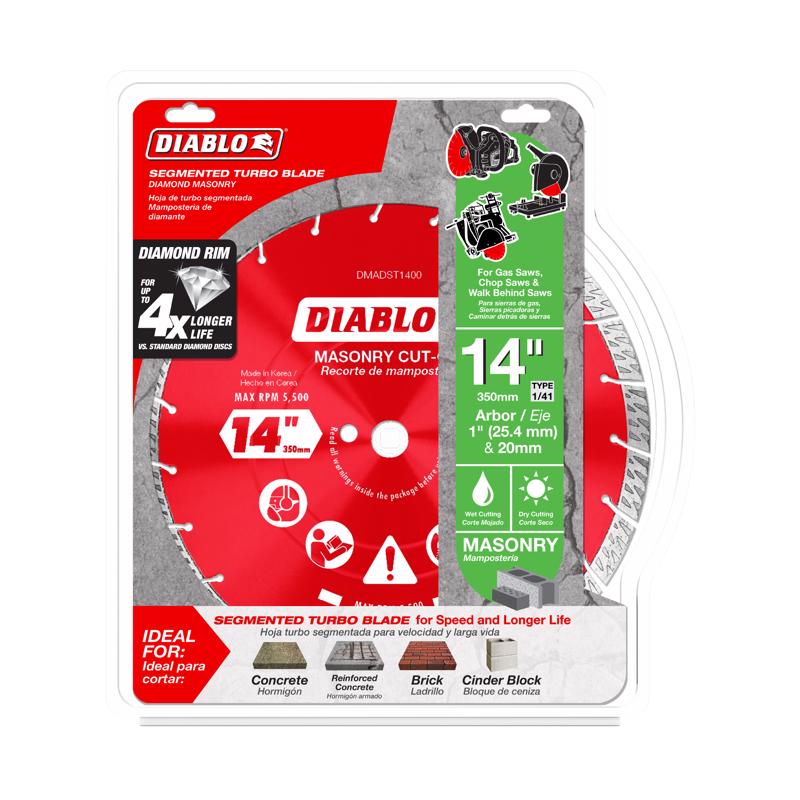 Diablo 14 in. D X 1 in. Diamond Turbo Rim Masonry Cut-Off Disc