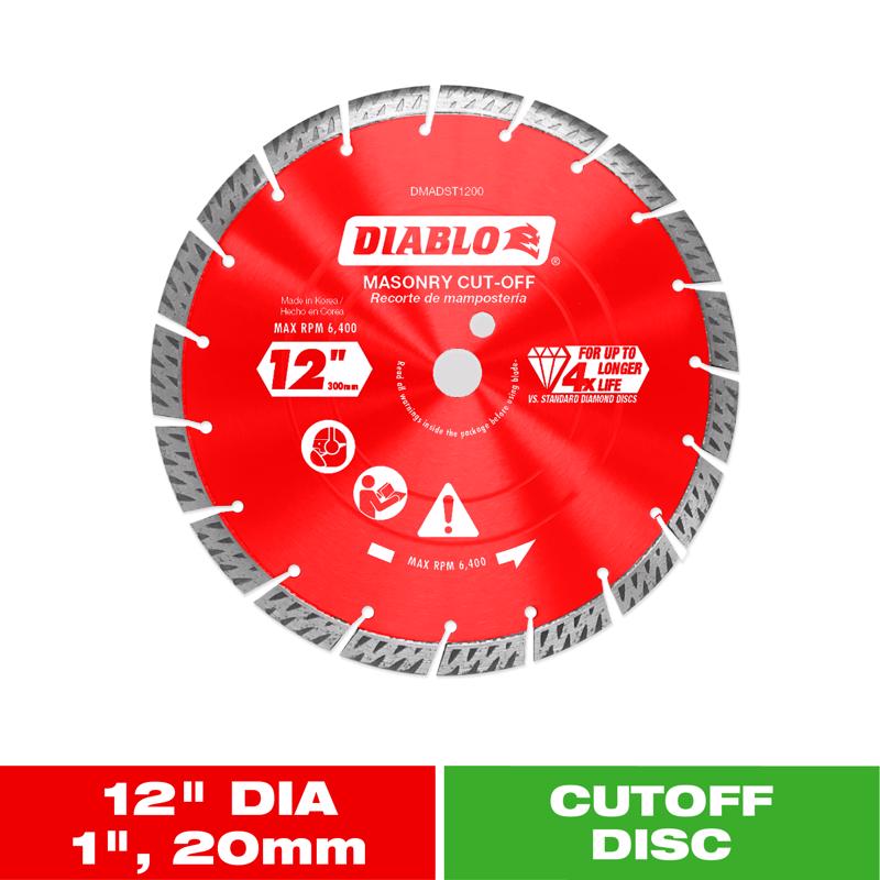 Diablo 12 in. D X 1 in. Diamond Turbo Rim Masonry Cut-Off Disc